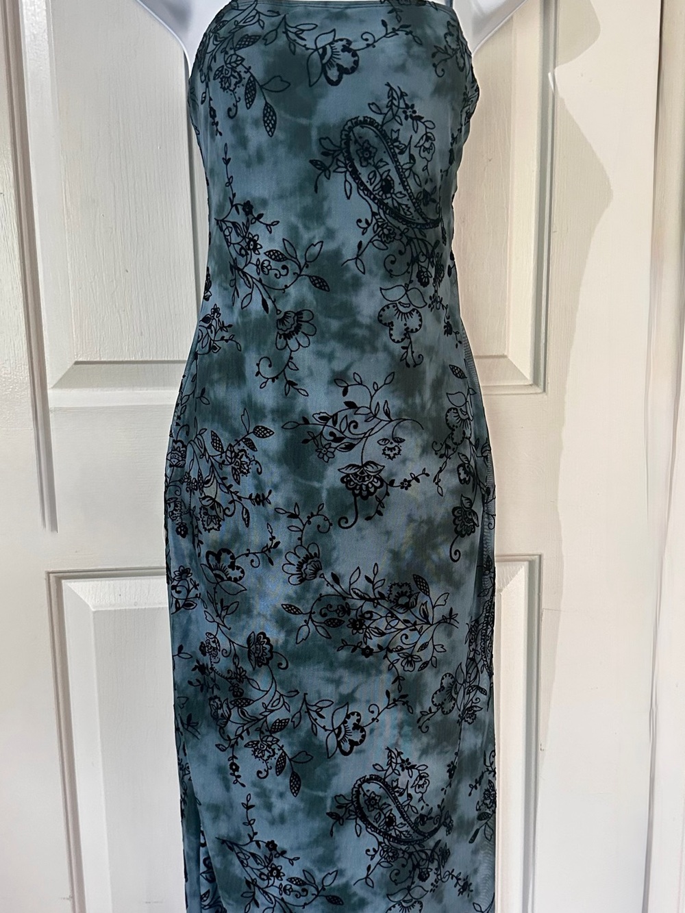 Green (Jade) Floral Burnout Midi Slip Dress Semi-formal/wedding Sz Medium
